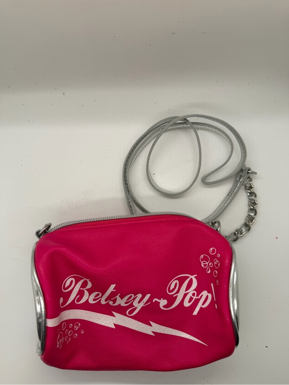 Betsey Johnson Hot Pink Crossbody with Silver Trim